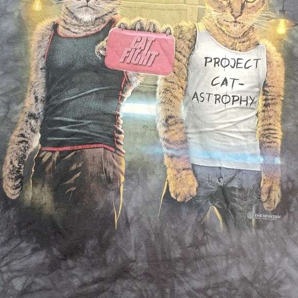The Mountain Mens Gray Tie Dye Cat Graphic T-Shirt Size XL - Picture 3 of 9